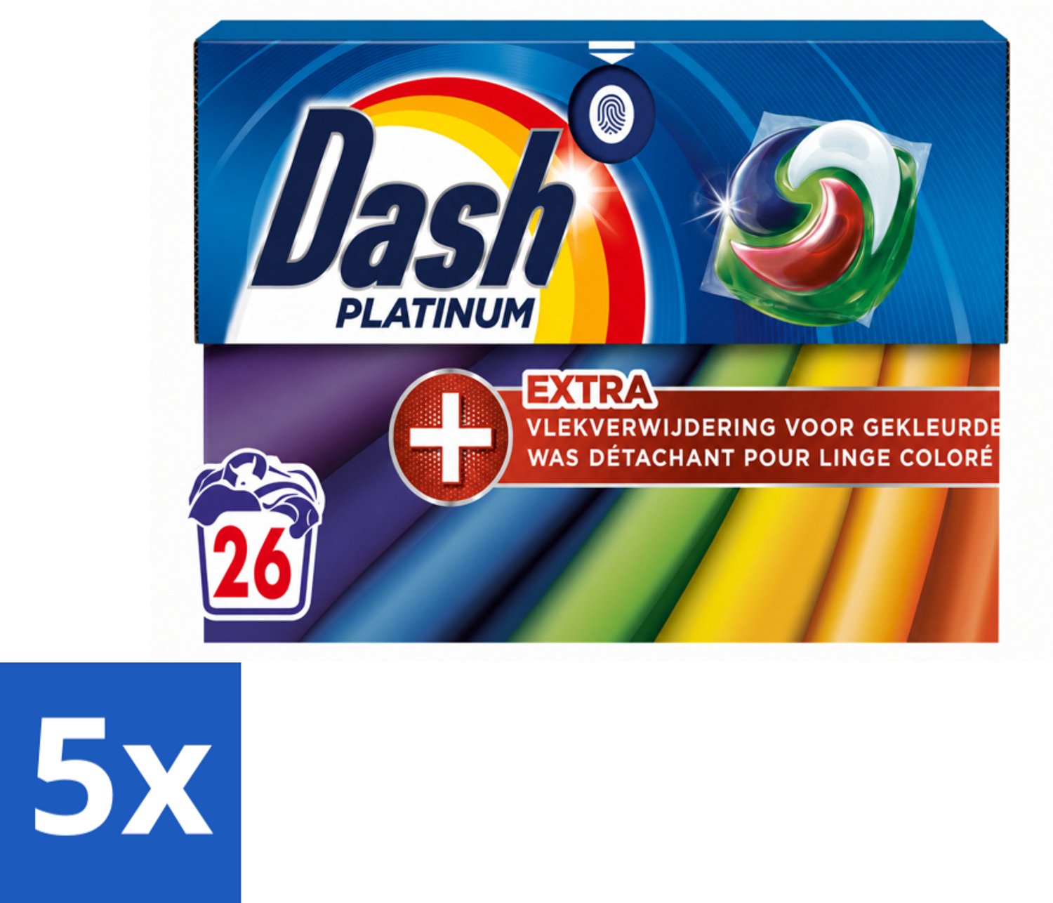 5 x Dash – Wasmiddelcapsules – 4in1 Pods + Extra Vlekverwijdering Color – 26 capsules - Voordeelverpakking - 5 stuks