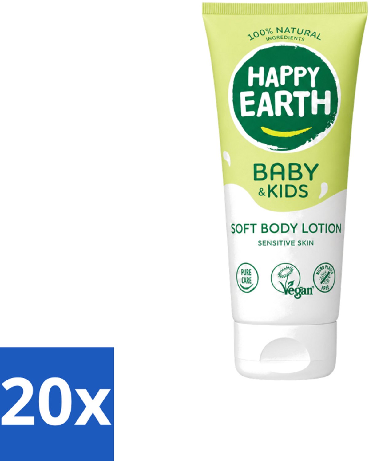 20 x Happy Earth – Bodylotion – 100% Natuurlijk Baby & Kids – 200 ml - Voordeelverpakking - 20 stuks