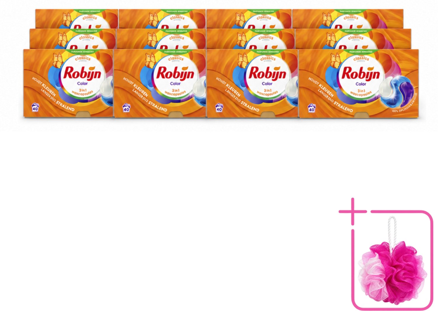 12 x Robijn - 3-in-1 Color - Wascapsules - 40 Wasbeurten - Bulkverpakking - Wascapsules - Douchemop - Kleur
