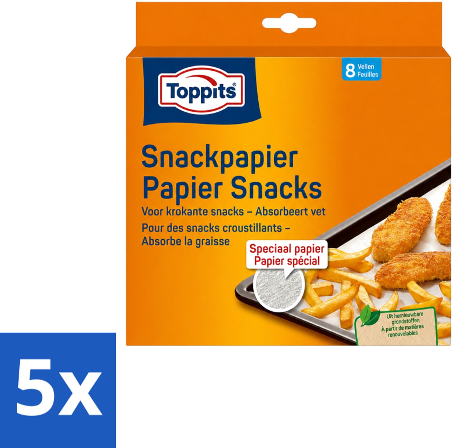5 x Toppits – Snackpapiervellen – 8 Zakjes - Voordeelverpakking - 5 stuks