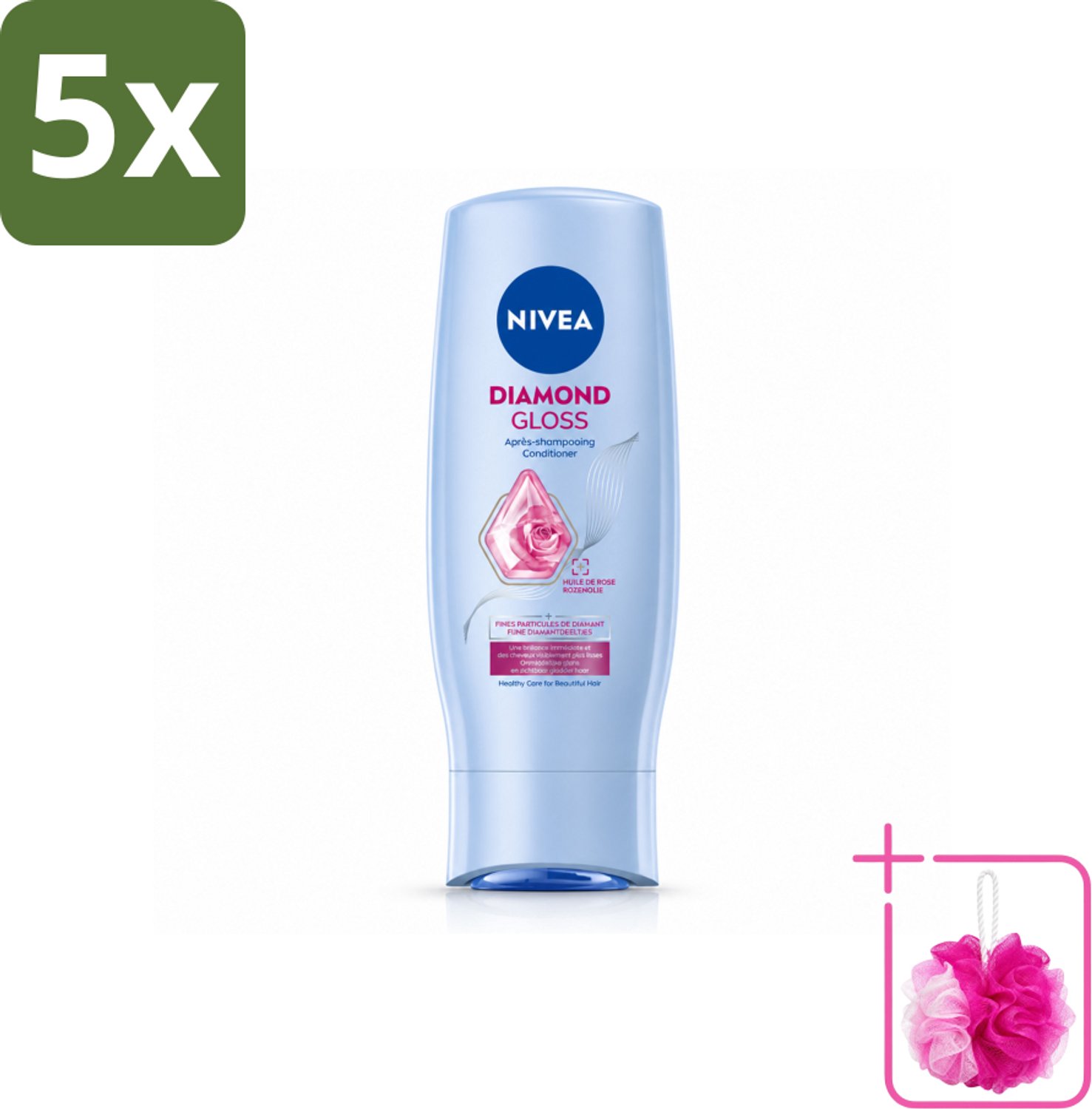 5 x NIVEA - Diamantglans Conditioner - Crèmespoeling - Voor Glans - 200 ml - Bulkverpakking - Diamant glans - Douchemop - Haar verzorgen