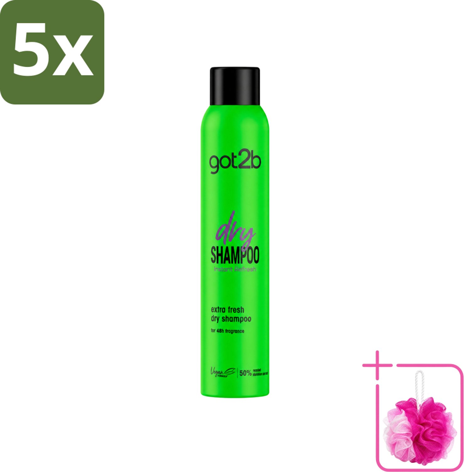 5 x Got2B - Droogshampoo - Extra Fresh - 200 ml - Bulkverpakking - Droog haar - Douchemop - Fris haar