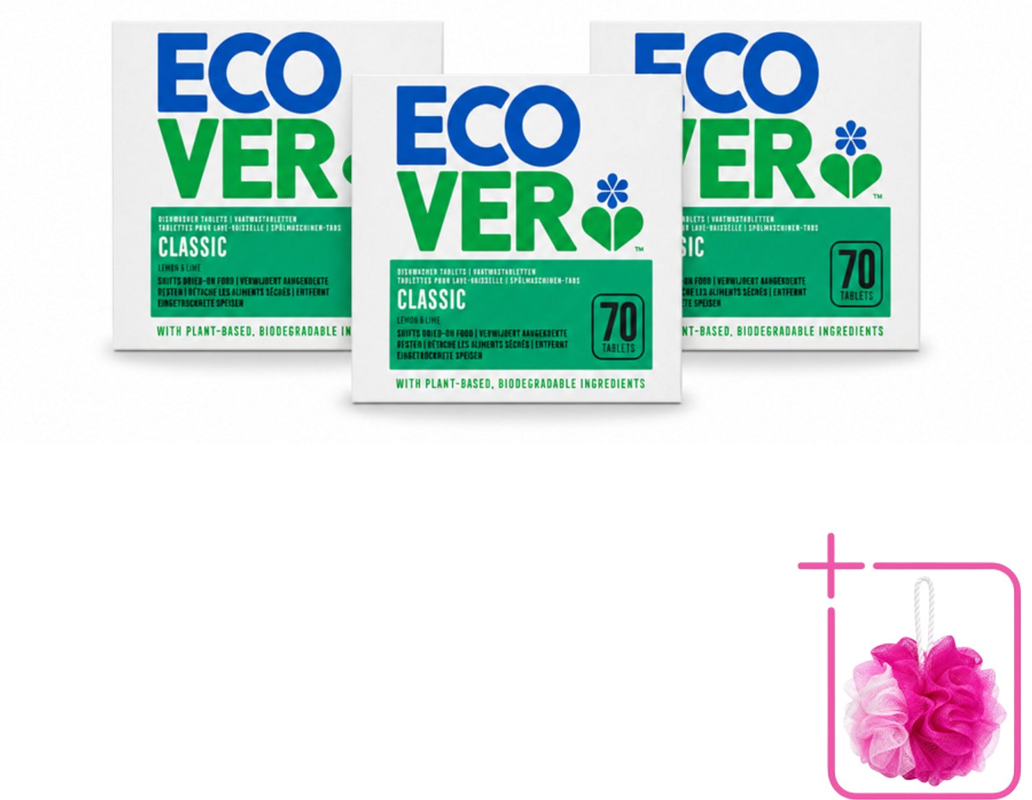 3 x Ecover - Vaatwastabletten Classic - Citroen & Limoen - 70 Tabs - Bulkverpakking - Vaatwasmiddel - Douchemop - Vaatwastablet
