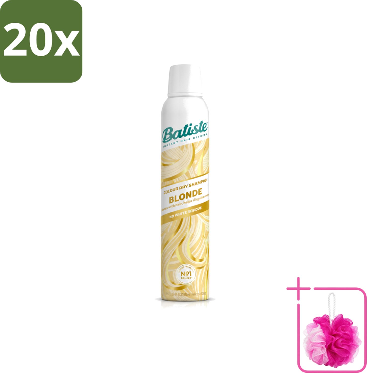 20 x Batiste - Hint of Colour Light Blond - Droogshampoo - Verfrist en Verlevendigt Lichtblond Haar - 200ml - Bulkverpakking - Lichtblond haar - Douchemop - Droogshampoo