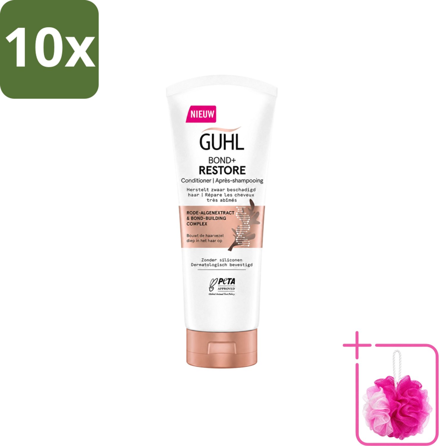 10 x Guhl - Conditioner - Bond+ Restore - 200 ml - Bulkverpakking - Herstel haar - Douchemop - Krachtig haar