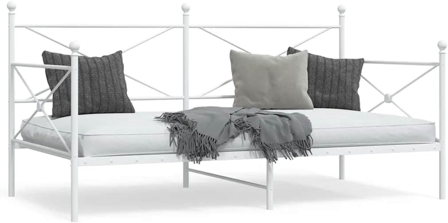 Zonder matras, wit, 100 x 200 cm, stalen lattenbodem, opbergruimte, stabiel frame, duurzaam logeerbed, slaapbank