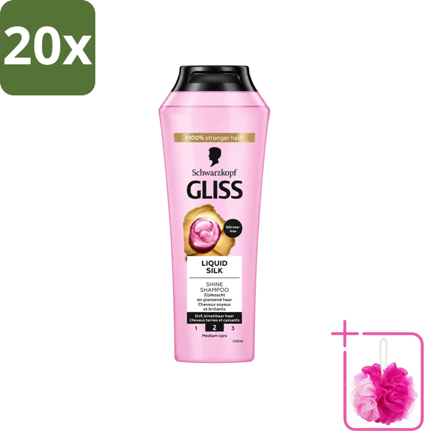 20 x Gliss - Shampoo - Liquid Silk - Voor Glanzend en Zijdezacht Haar - 250 ml - Bulkverpakking - Glans haar - Douchemop - Zijdezacht haar