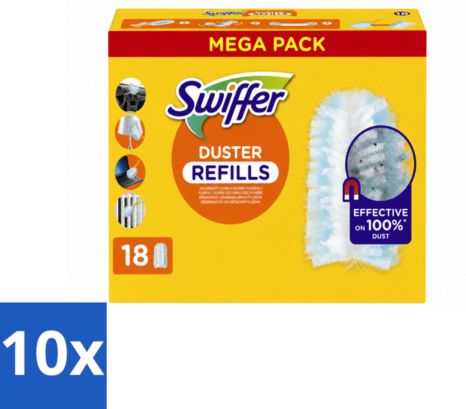 10 x Swiffer - Duster – Voor Stofwisser – 18 navullingen - Voordeelverpakking - 10 stuks