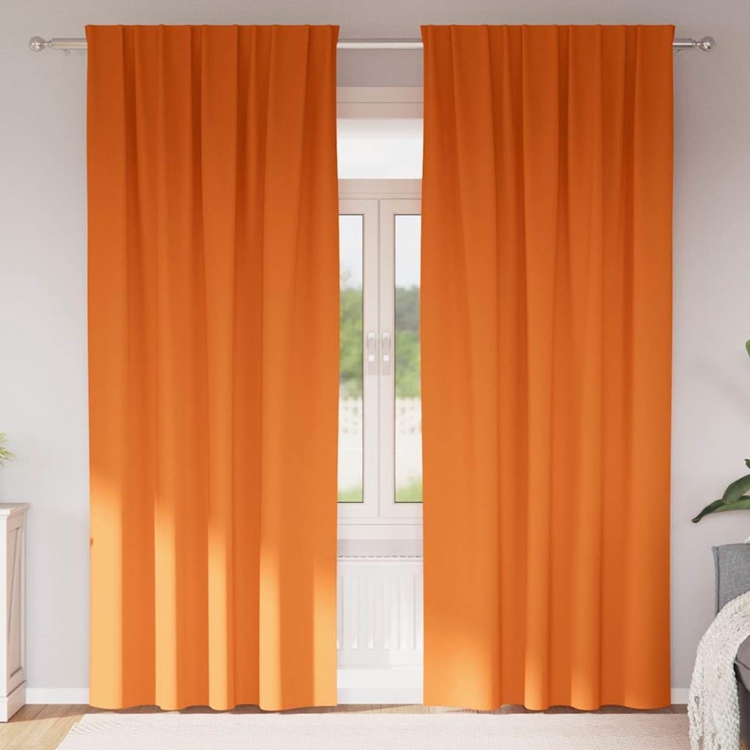 2 stuks, lichtoranje met haken en ringen, drievoudig weefselontwerp voor bescherming tegen licht en privacy, veelzijdige ophanging voor woonkamer, slaapkamer
