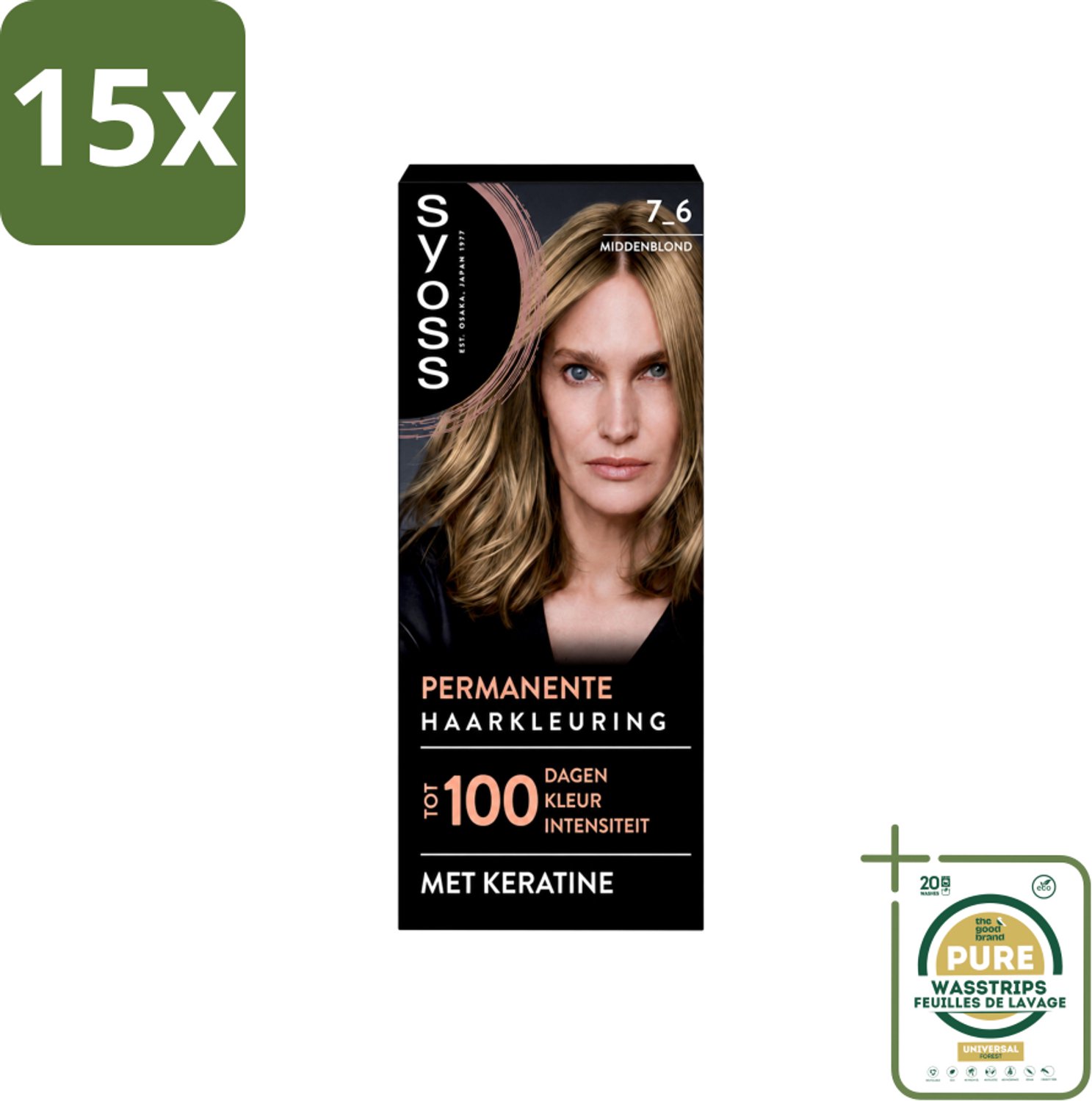 15 x SYOSS - Coloration 7-6 Middenblond - Haarverf - Grijsdekking - Vermindert Haarbreuk - Wasstrips - Haarverf - Permanente Haarkleuring - Grijsdekking - Keratine - Haarkleur