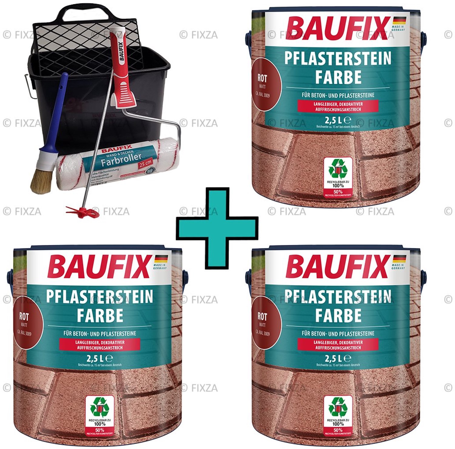 BAUFIX Impregnerende Tuintegel verf oxide rood + Verwerking set 22.5 m²