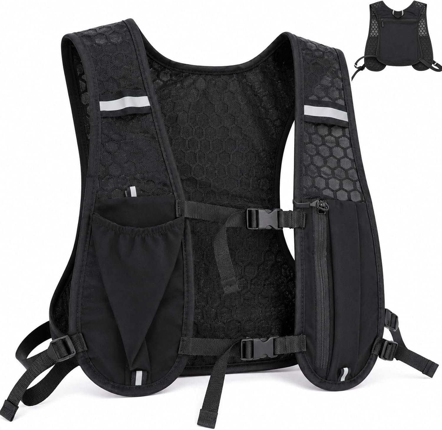 Hardloopvest voor dames en heren, licht en ademend loopvest, meerdere zakken