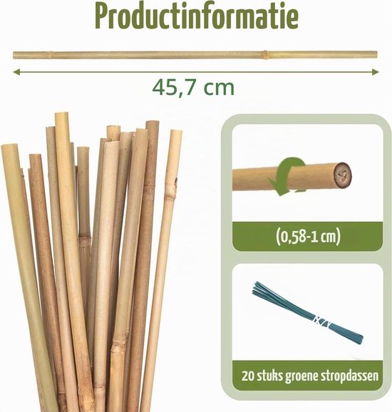 20 Stuks Bamboe Plantsteunen met Verweven Touwen voor Klimplanten, Tomaten en Tuinondersteuning (45 cm) — afbeelding 2
