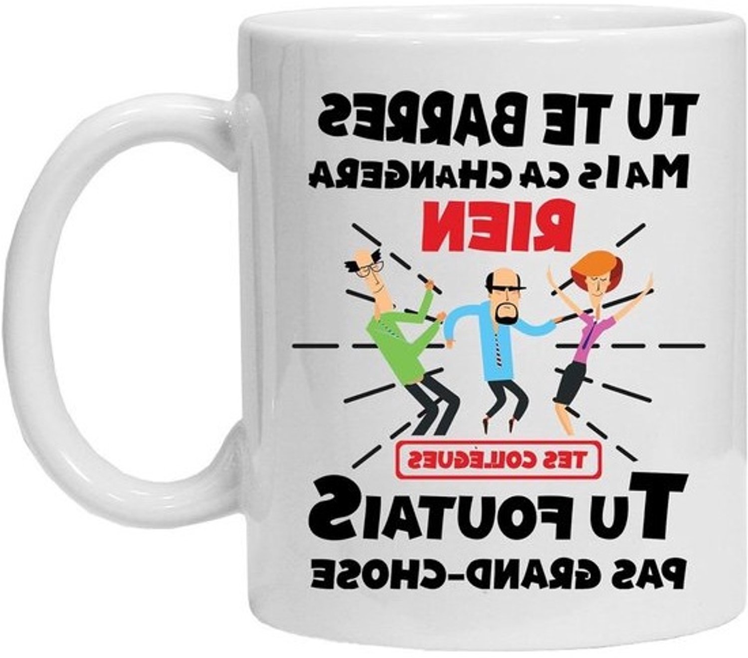 Koffiemok humor collega - grappige mok - kantoorcadeau - dansende collega's - 330 gram - wit