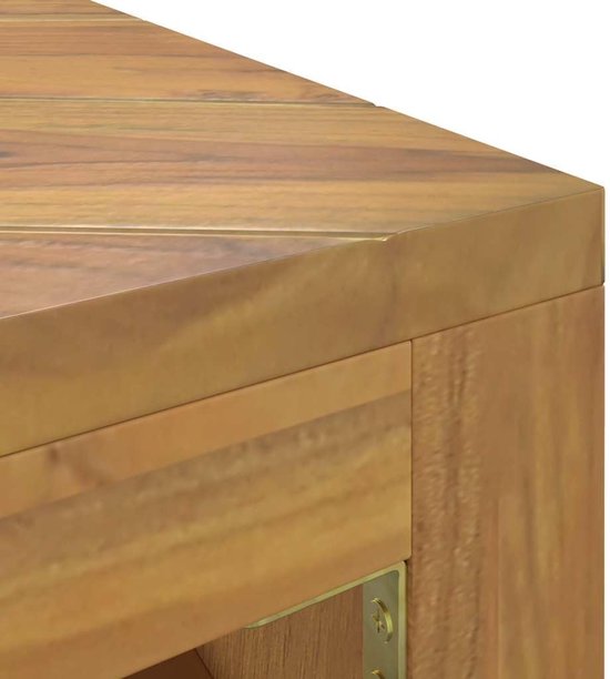 Woonkamertafel, balkontafel, tuintafel, klein, salontafel, 110 x 60 x 38 cm, massief hout, teak, voor slaapkamer, woonkamer, tuin, keuken — afbeelding 5