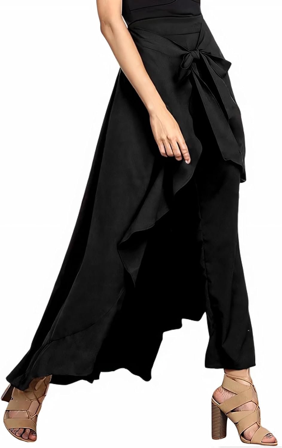 Maten rok broek voor vrouwen hoge taille ruches broek met vloeiende A-lijn rok