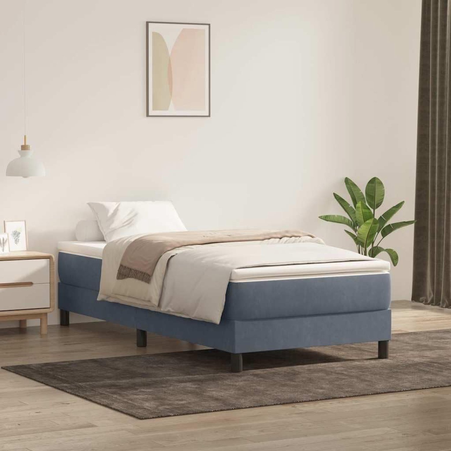 Zonder matras fluweel donkergrijs 80x220 cm zacht comfortabel lattenbodem stevige poten slaapkamer logeren
