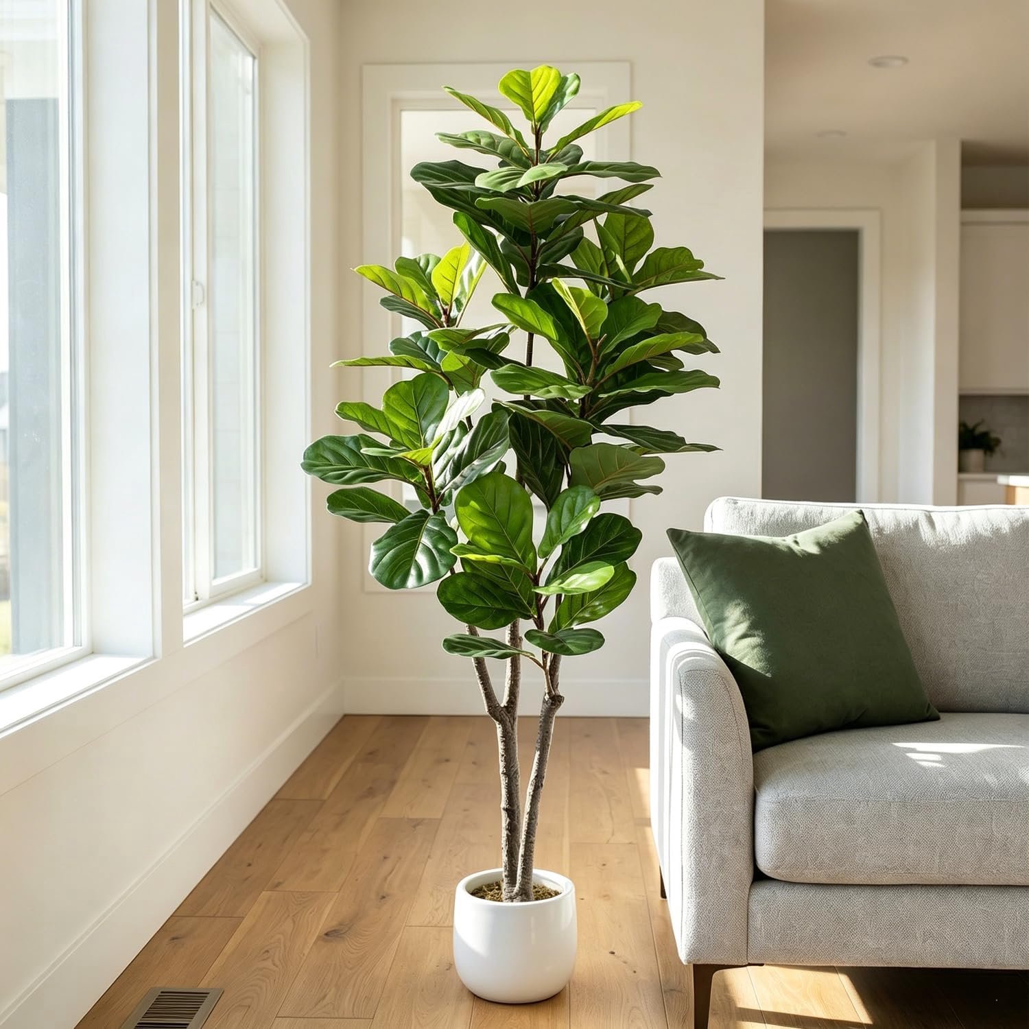 Kunstplant 160 cm groene ficus, kunstficusbomen, kunstplant met 184 bladeren, grote kunstboom voor interieurdecoratie, de woonkamer