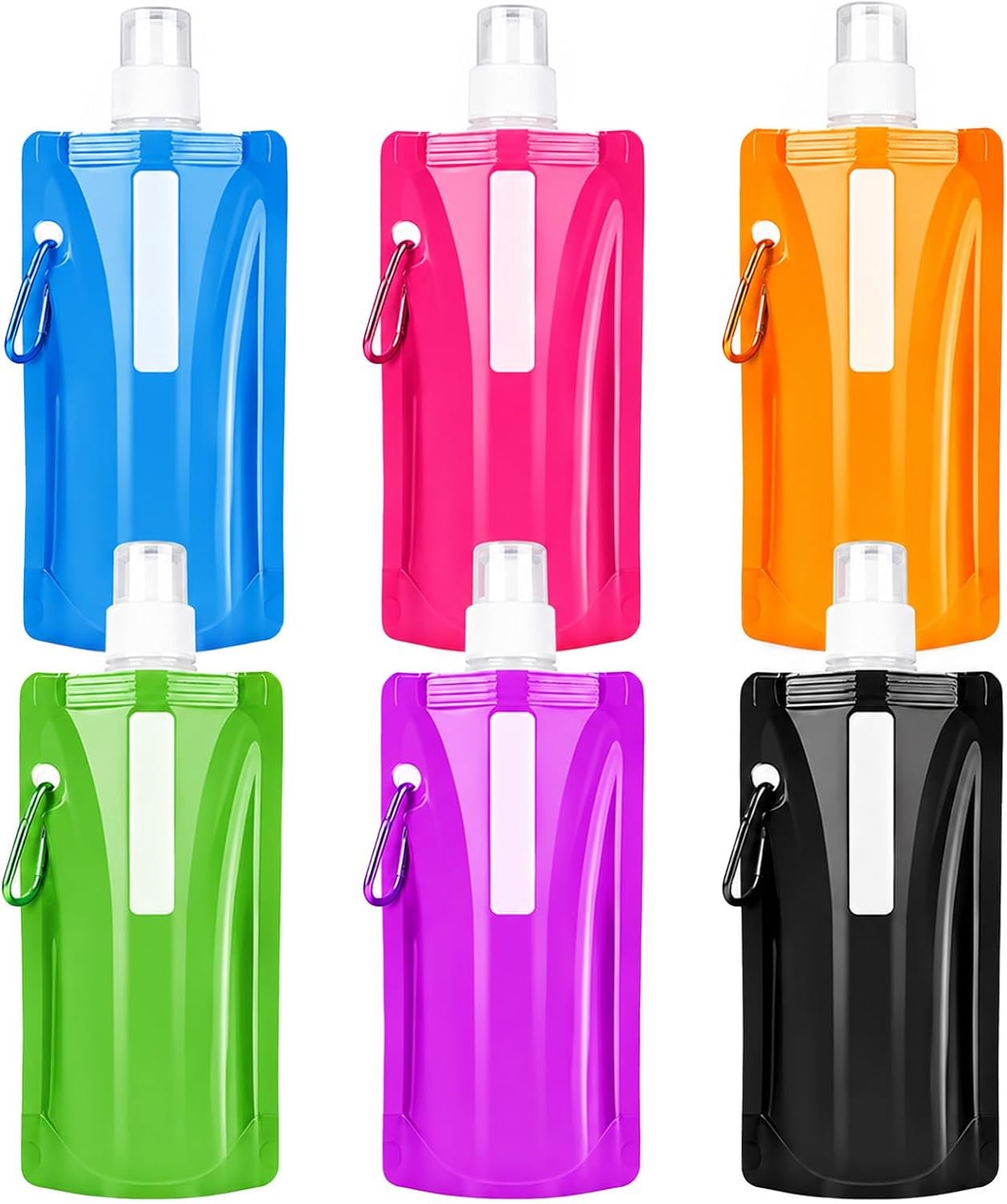 6 stuks drinkflessen, opvouwbaar, 6 kleuren, herhaalbare waterfles, 500 ml, opvouwbare drinkfles, voor outdoorsport, fietsen, wandelen, festival