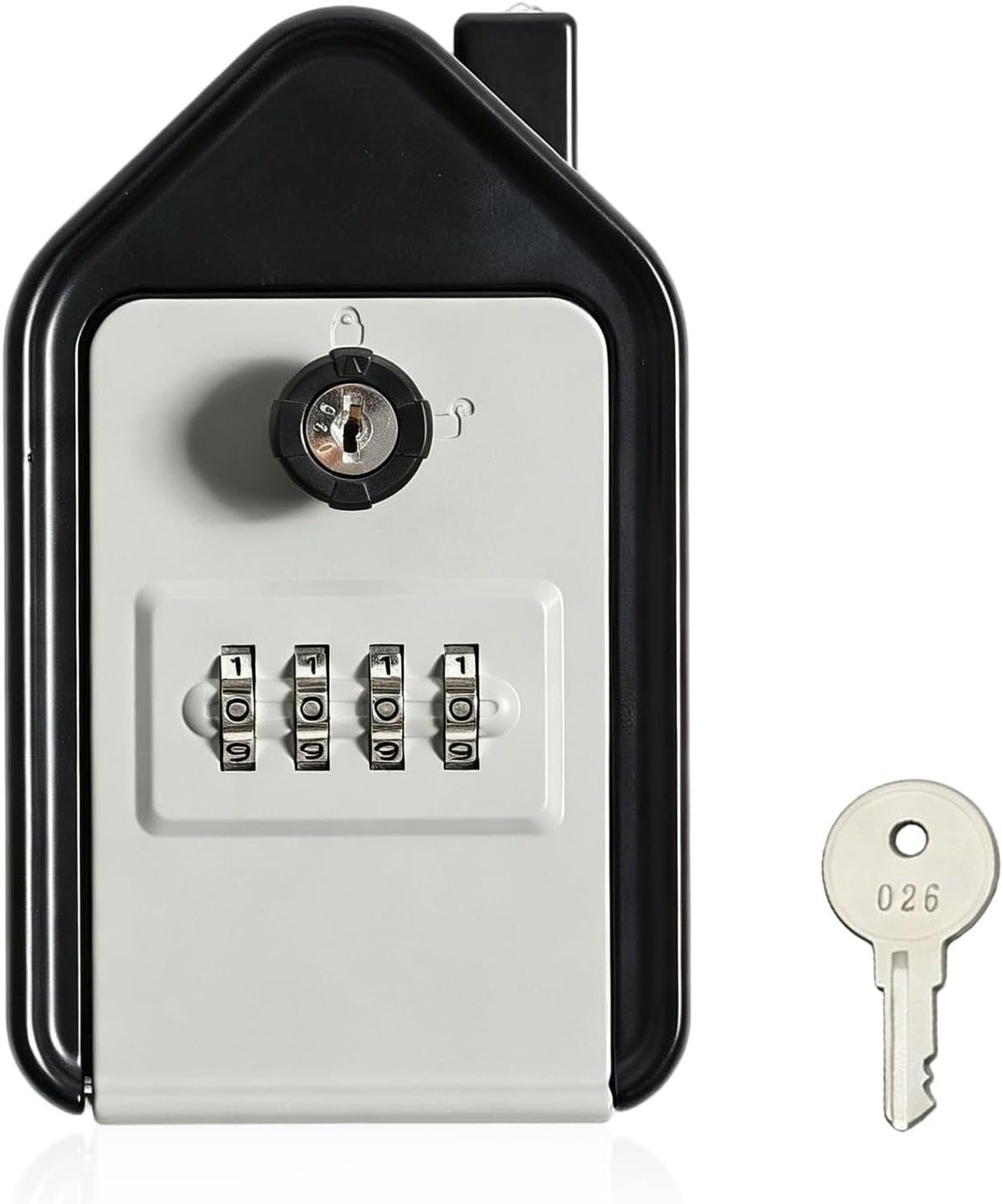 Sleutelbox buiten: Sleutelkluis met cijfercode, wandmontage sleutelbox 4-cijferig met een noodsleutel, ruime sleutelkluis voor huis, garage, kantoor, school