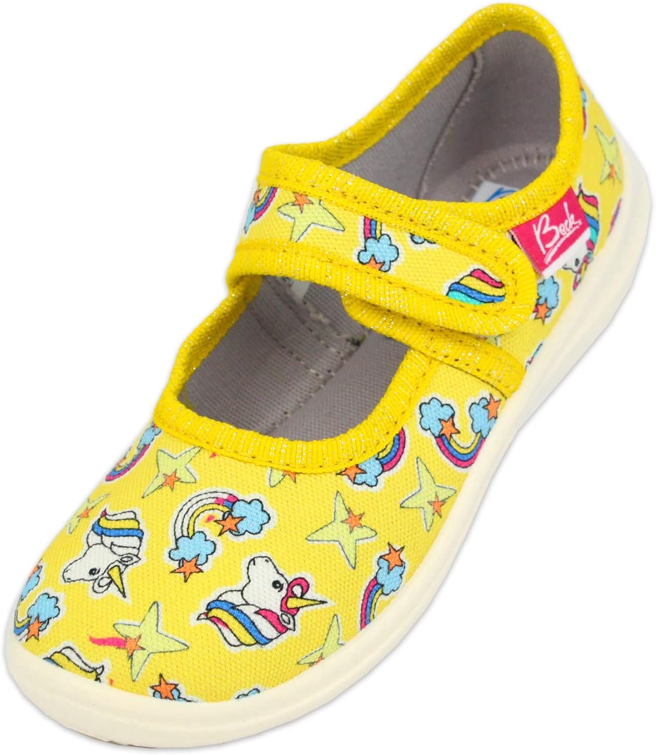 Beck Meisjes Pantoffels Geel Unicorn - Comfortabel & Ademend