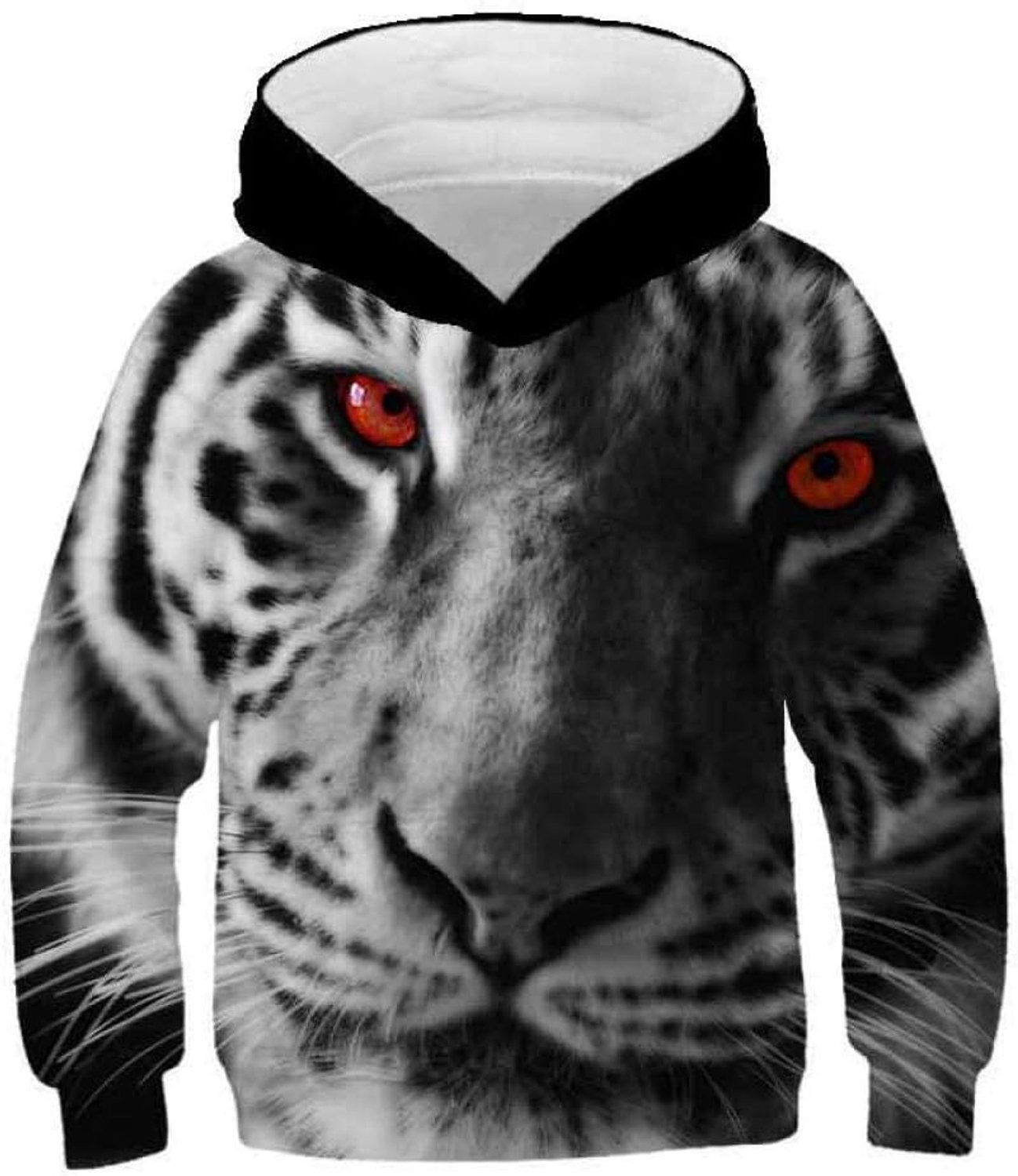 Hoodie 3D Print,3D Tiger Kids Hoodie Jongens Meisjes Dunne Sweatshirt Hoed Tijgerprint Tiener Jongens Meisjes Hoodie Trui