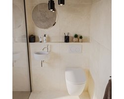 AquaVik Fonteinset Arc Keramisch Wit Kraan Rechts Zilver Kruiskop Kraan 30x23x11,5cm