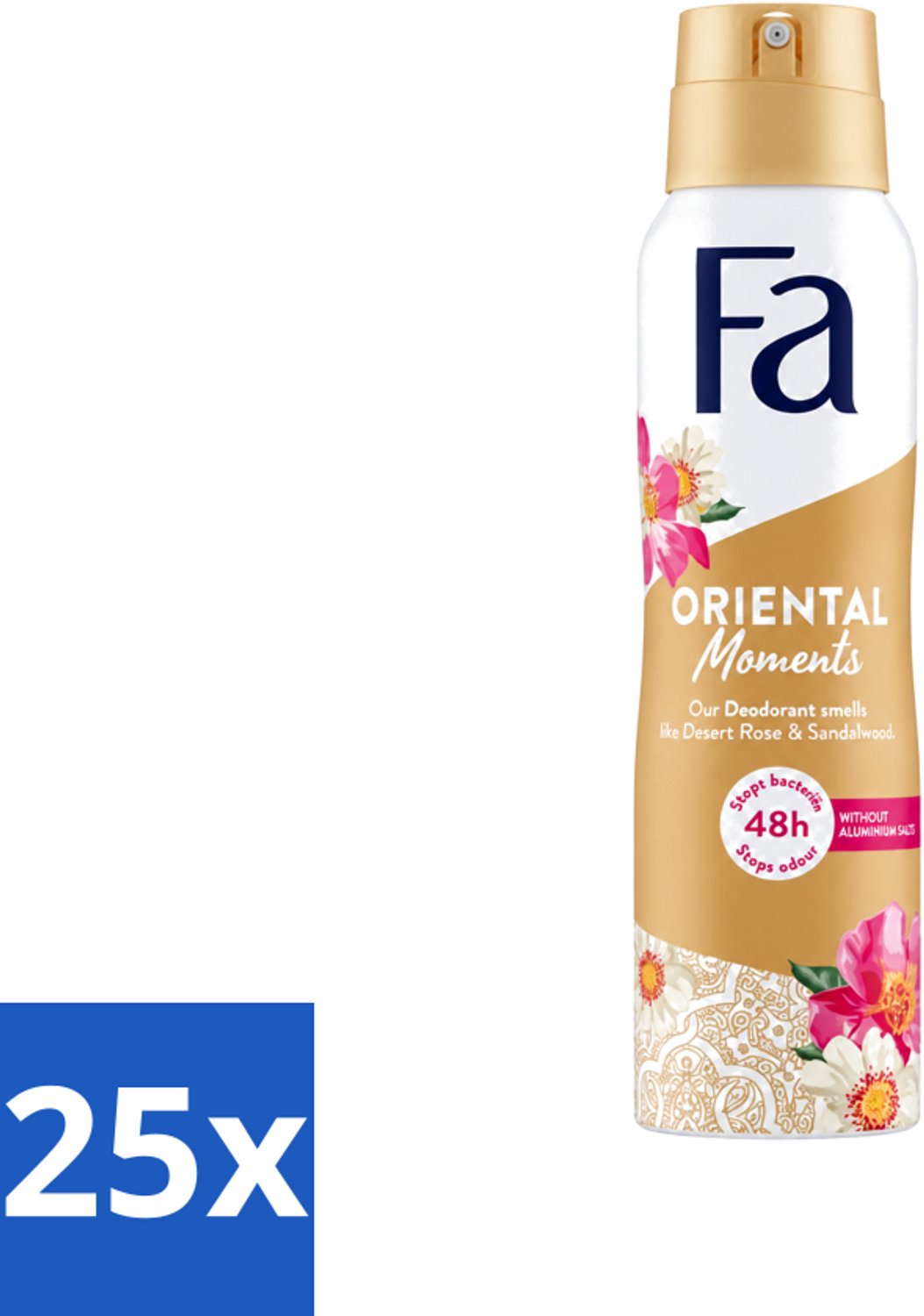 25 x Fa - Oriental Moments - Deodorant Spray - Woestijnroos & Sandelhout - 150 ml - Voordeelverpakking - 25 stuks