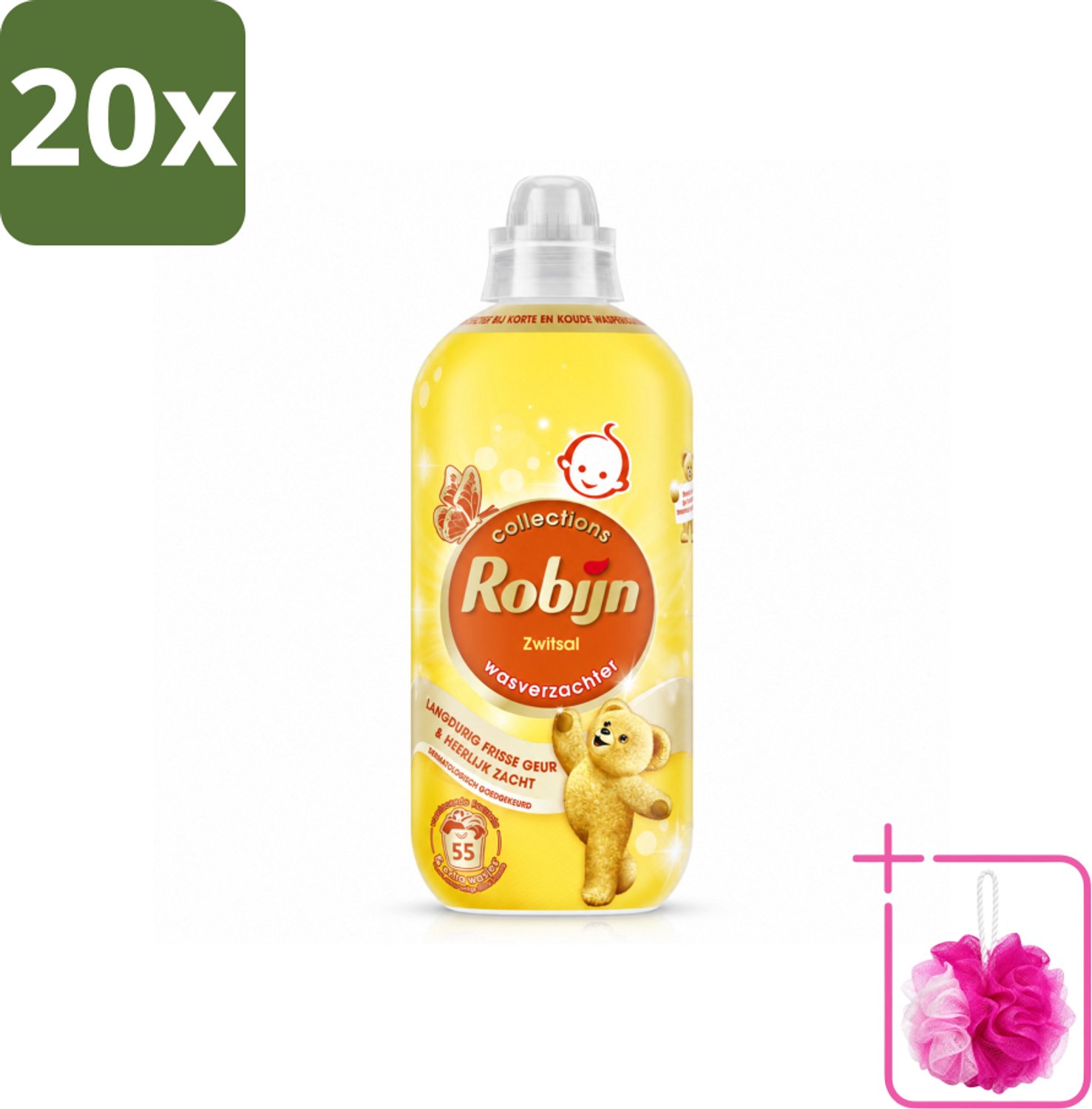20 x Robijn – Wasverzachter – Zwitsal – 1,1 L - Bulkverpakking - Wasverzachter - Douchemop - Wasgeur