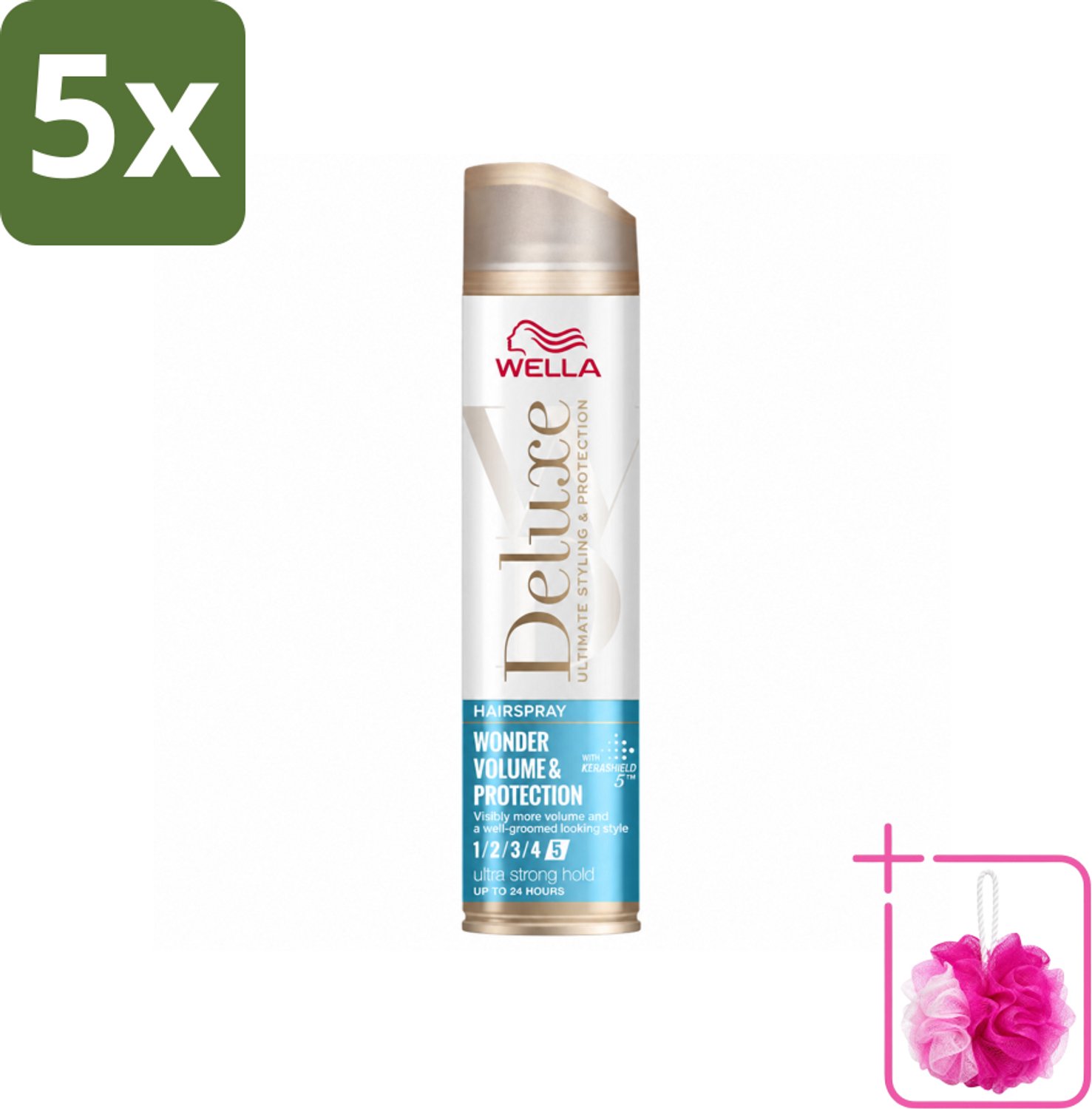 5 x Wella – Deluxe Volume & Protection – Haarspray – 250 ml - Bulkverpakking - Haarspray - Douchemop - Volume