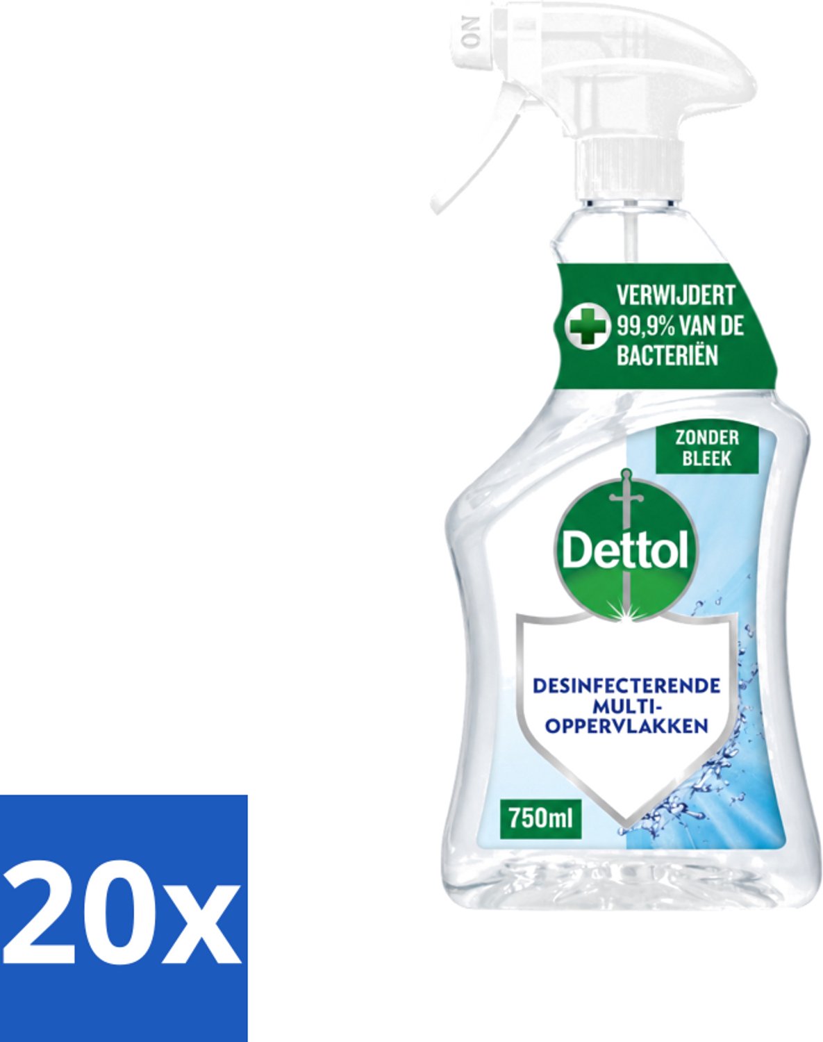 20 x Dettol - Allesreiniger - Spray - Zonder Bleek - Perfecte Hygiëne - 750ml - Voordeelverpakking - 20 stuks
