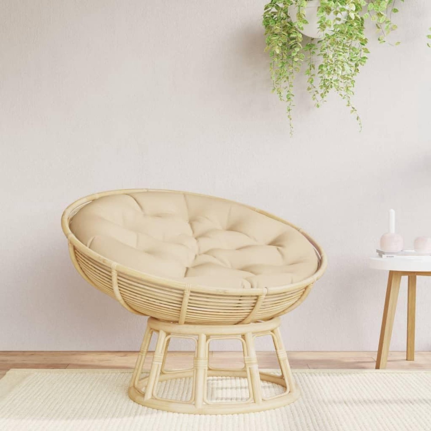 Kussen beige Ø 100 x 11 cm van duurzaam Oxford-weefsel, waterafstotend en ademend met zachte holle vezelvulling voor optimaal zitcomfort, antislip design