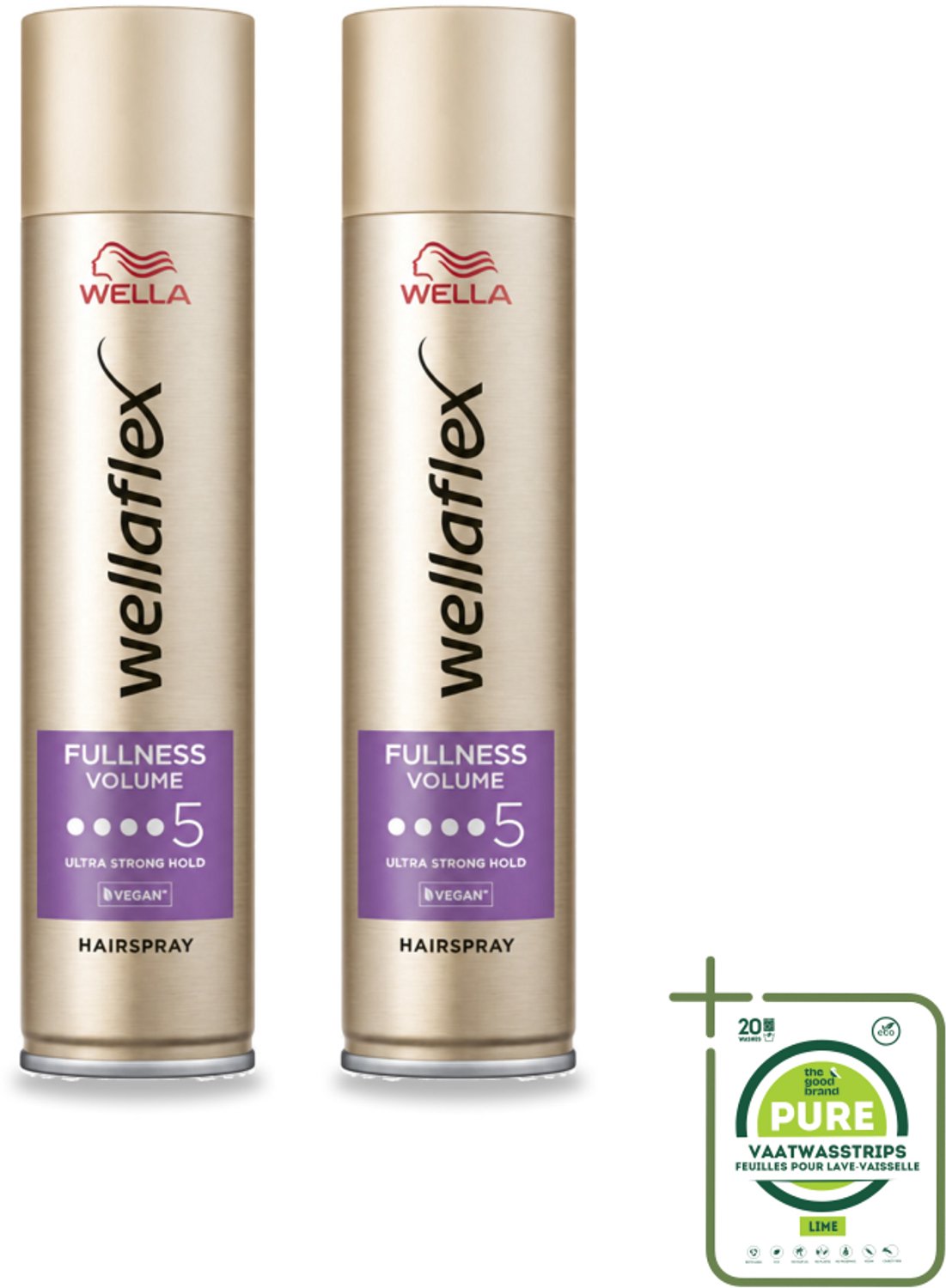 2 x Wella – Flex Fullness Volume Ultra Strong – Haarspray – 250 ml - Grootverpakking - Vaatwasstrips - Haarspray - Volume - Volle Haar - Fijn Haar - UV Bescherming