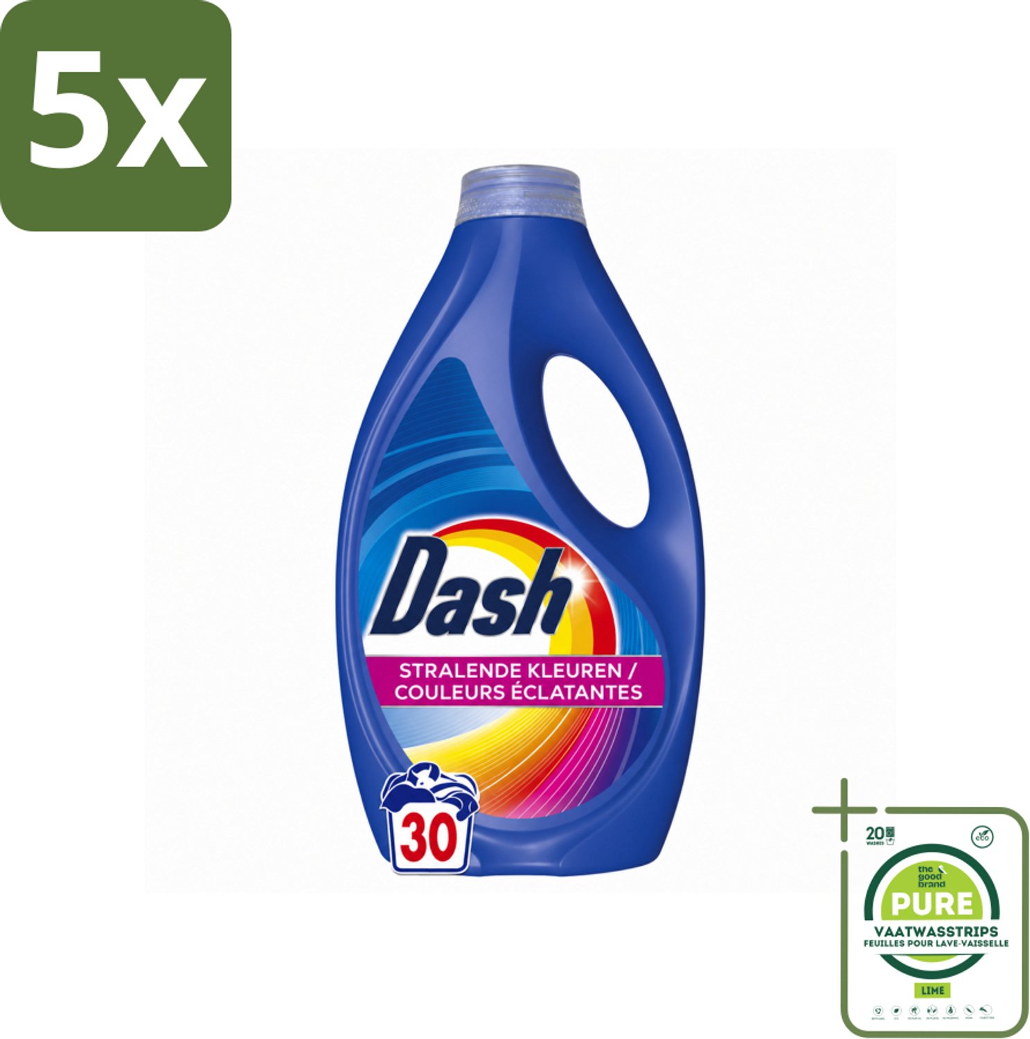 5 x Dash – Wasmiddel – Color – 1350 ml - Grootverpakking - Vaatwasstrips - Kleurbehoud - Vlekverwijdering - Stralende Kleuren - Wasmiddel - Wasresultaat