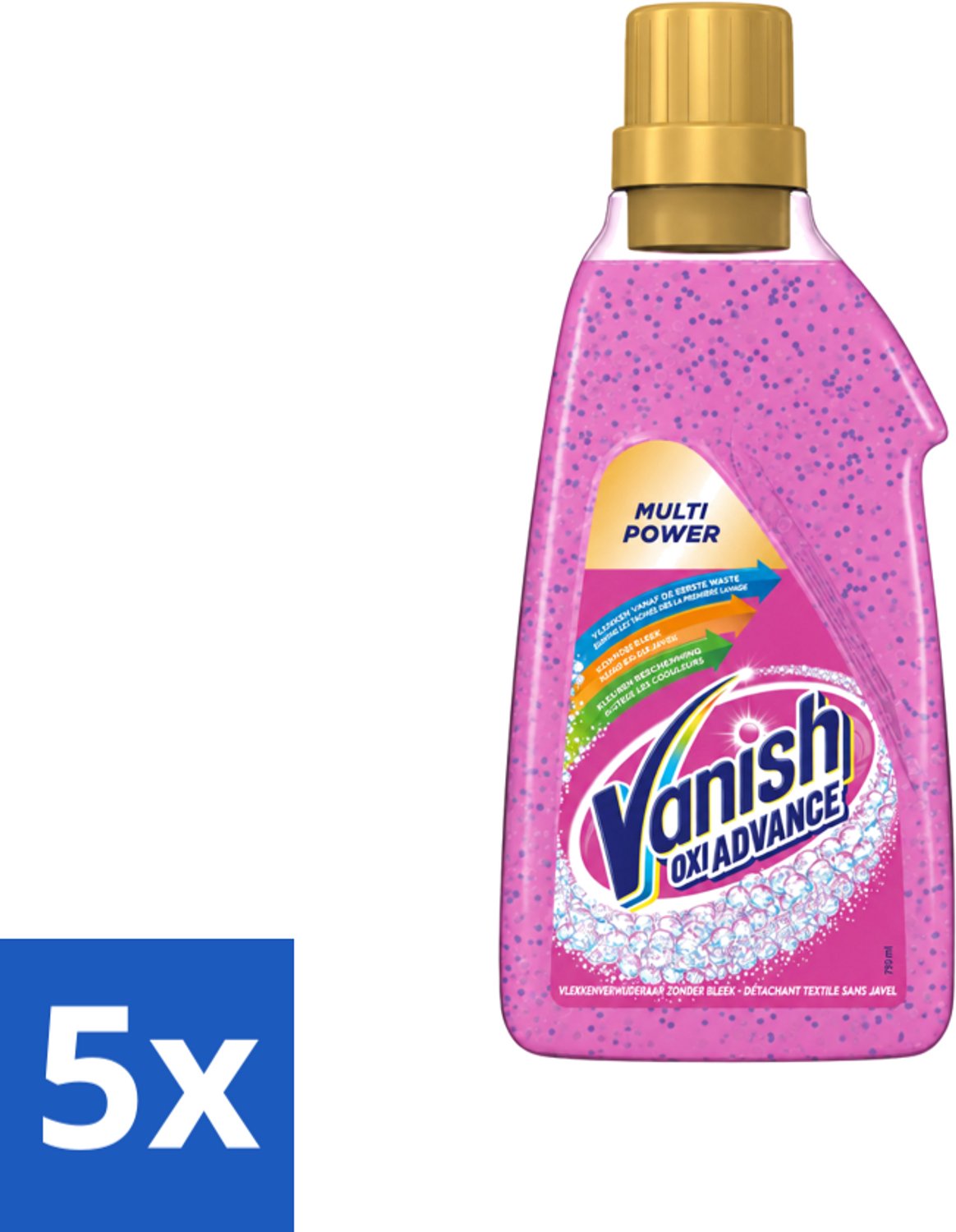 5 x Vanish Oxi Advance - Vlekkenverwijderaar Gel - Zonder Bleek - Gekleurde Was - 750 ml - Voordeelverpakking - 5 stuks