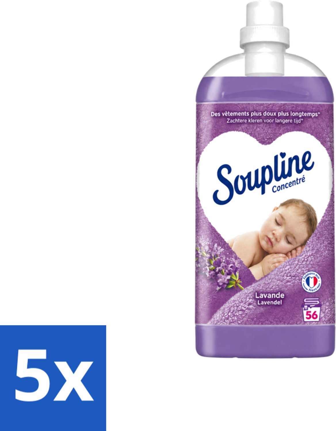 5 x Soupline - Wasverzachter - Lavendel - 56 Wasbeurten - 1.3L - Voordeelverpakking - 5 stuks
