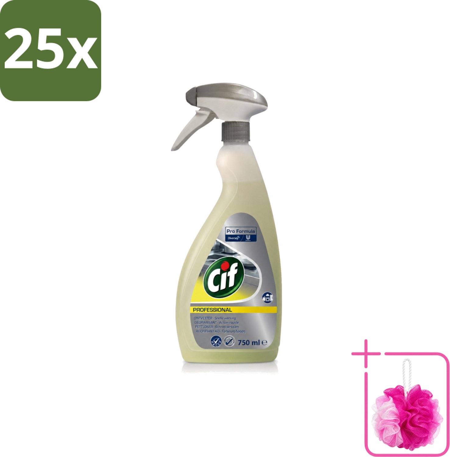 25 x Cif - Ontvetter - Business Solutions Krachtige Keukenontvetter - 750 ml - Bulkverpakking - Keukenontvetter - Douchemop - Vet verwijderen