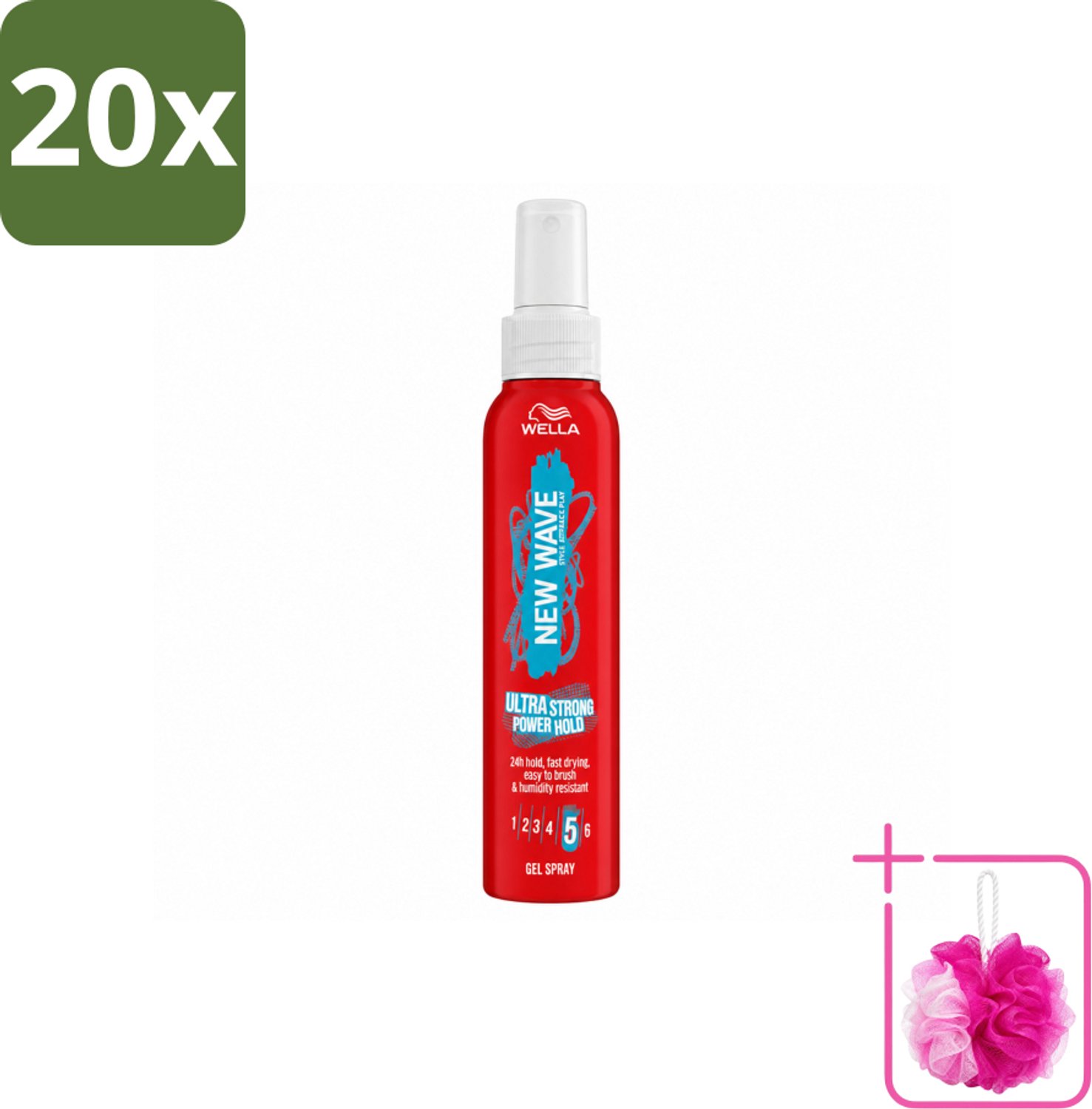 20 x Wella – New Wave Power Hold – Gelspray – 150 ml - Bulkverpakking - Kapsel stylen - Douchemop - Krachtige hold