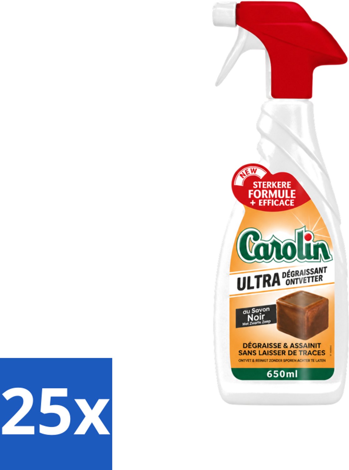 25 x Carolin - Savon Noir - Allesreiniger - Spray - 650 ml - Voordeelverpakking - 25 stuks