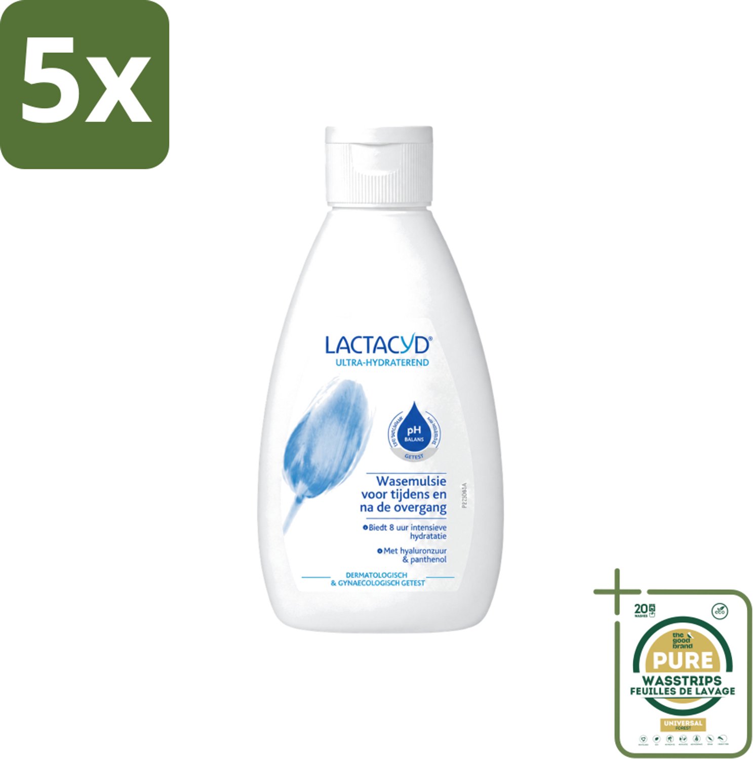 5 x Lactacyd – Ultra Hydraterend – Voor tijdens en na de overgang – 200 ml - Wasstrips - Intieme Verzorging - Overgang - Hydratatie - Droogheid - Jeuk