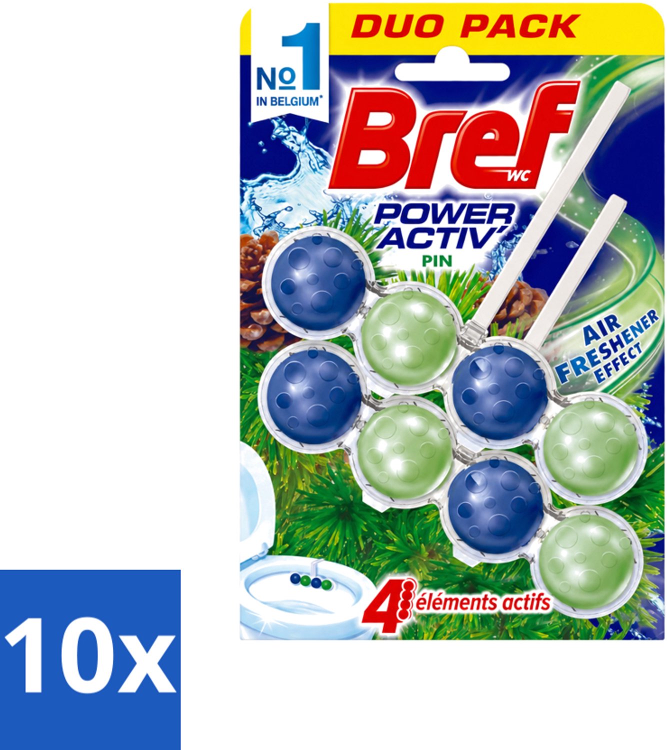 10 x Bref WC - Power Activ+ - Toiletblok - Den - 2 Blokken - Voordeelverpakking - 10 stuks