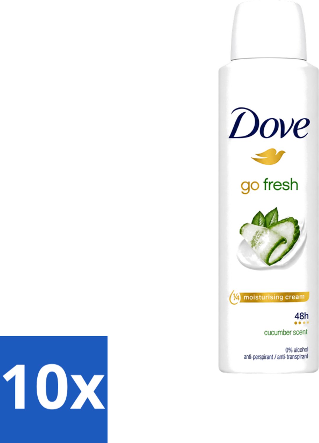 10 x Dove Go Fresh - Deospray - Komkommer - 150 ml - Voordeelverpakking - 10 stuks