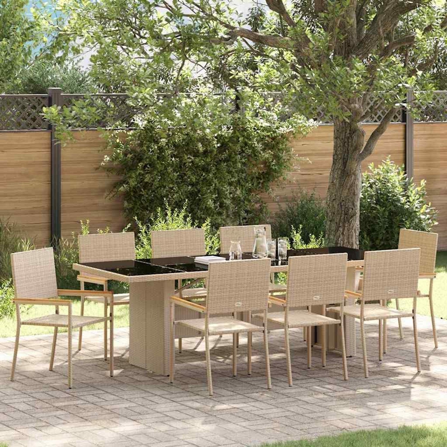Rattan moderne tuinset 9 delig Beige