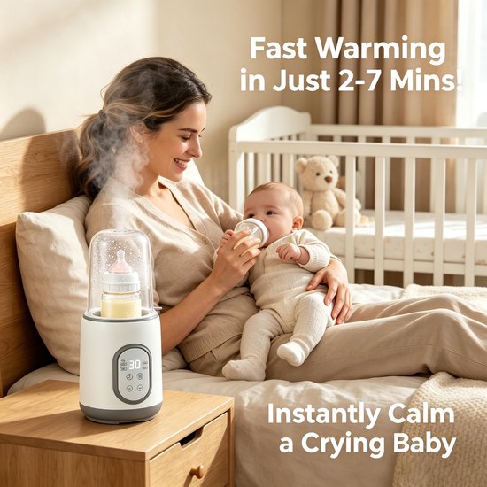 Snelle flessenwarmer - Geschikt voor moedermelk en flesvoeding - met sterilisatie- en warmhoudfunctie - kan babyflesjes verwarmen — afbeelding 3