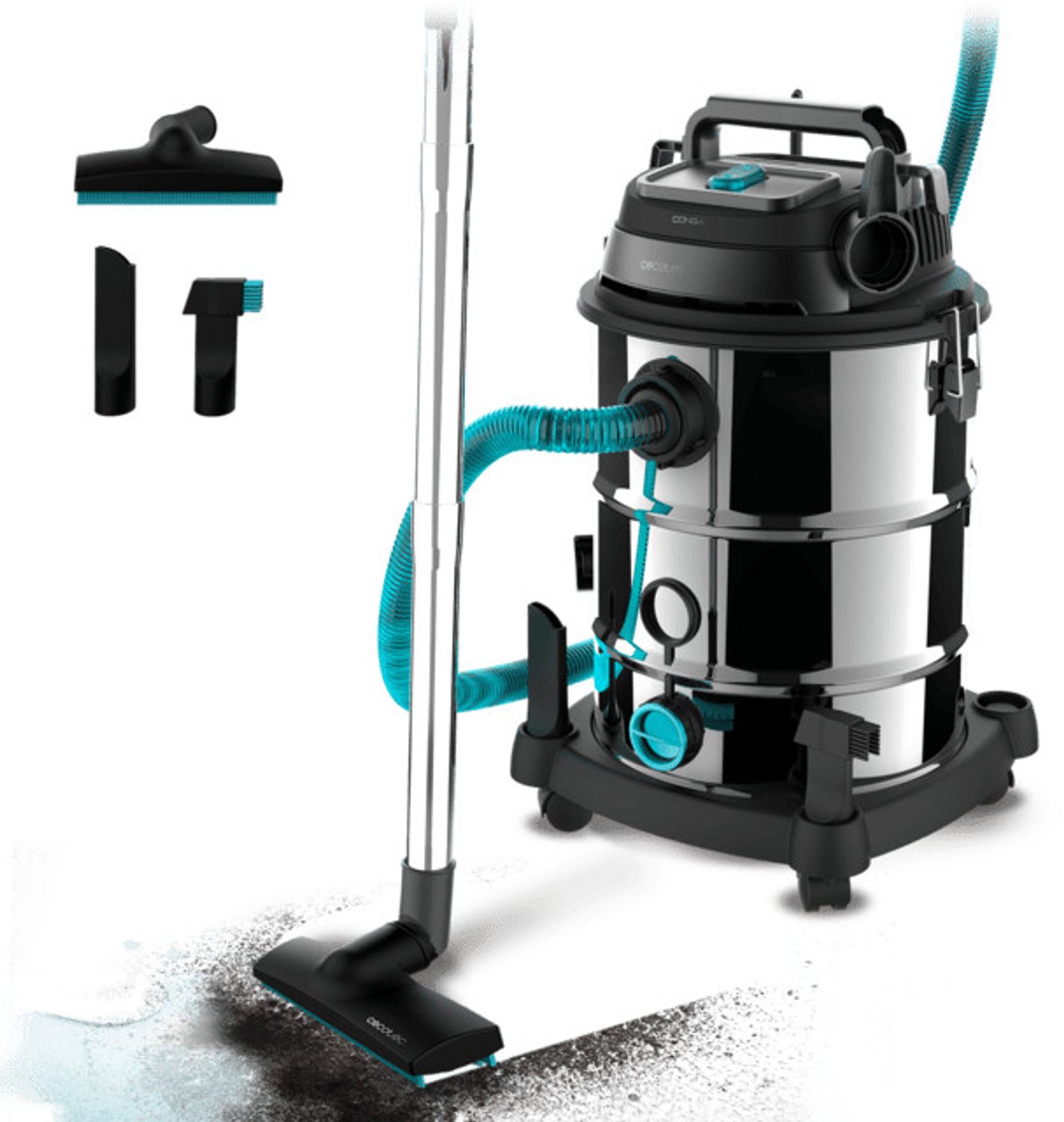 Cecotec Conga RockStar Wet & Dry Steel Max Pro Zwart, Grijs 30 l 1600 W Blauw