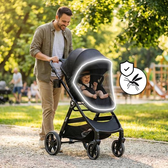 Twinly FABULY 3-in-1 Kinderwagen - Inclusief i-Size Autostoel - Omvormbare Reiswieg & Wandelwagen - Zwart — afbeelding 3