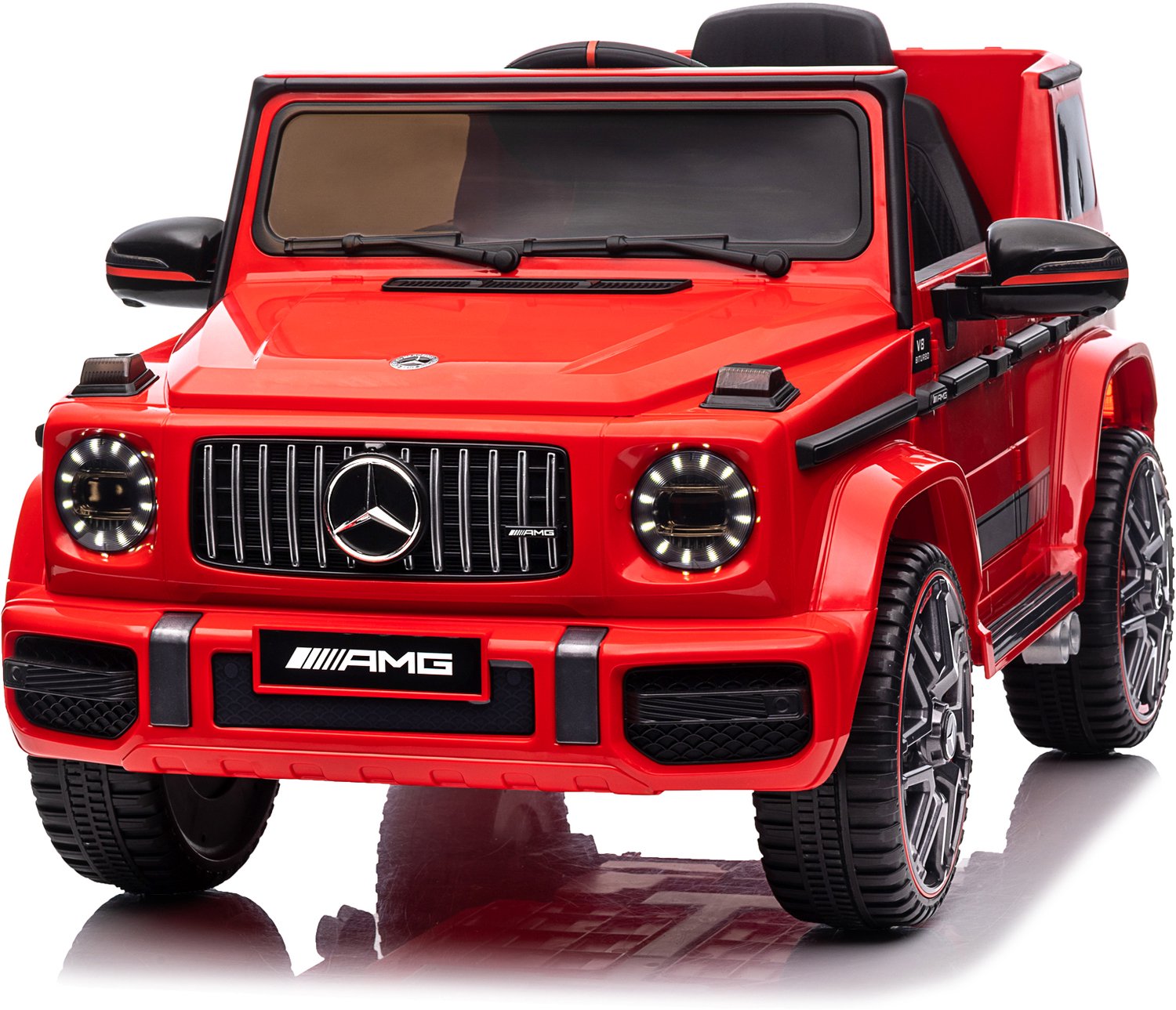 LEADZM Mercedes-Benz G63 AMG elektrische kinderauto – 12V-voertuig met 2,4G-afstandsbediening, 2 deuren en mp5-speler,Rood