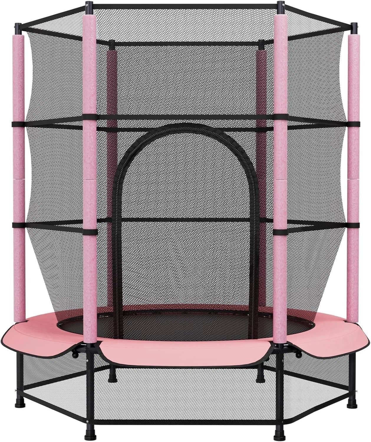 LIFERUN 55-inch Trampoline voor Kinderen - met Veiligheidsnet - voor in de tuin om te springen en te bewegen - Roze