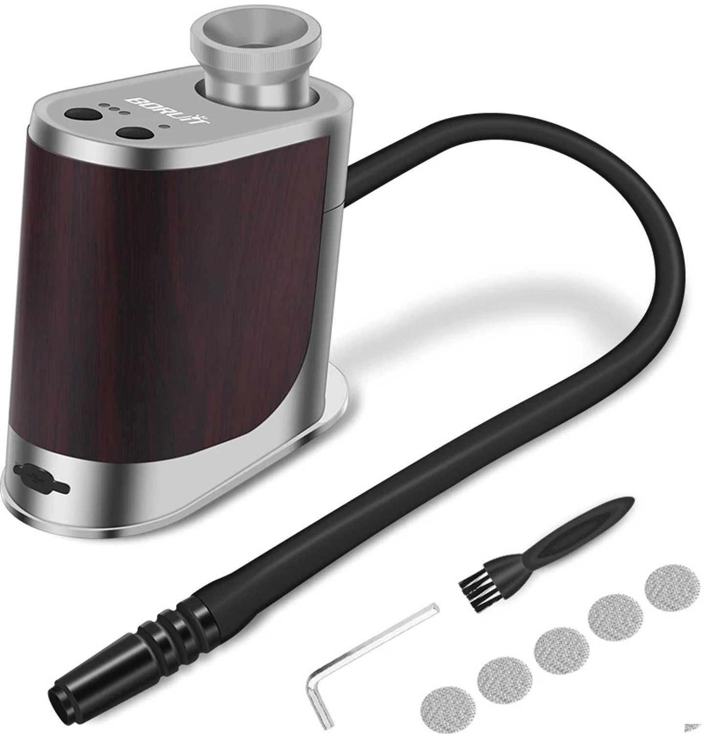 Velmio Rookpistool – Cocktail Smoker – Smoking Gun – Rookapparaat voor Whisky, Cocktails, Vlees & BBQ – Draagbare Koudroker – Kerstcadeau voor Kookliefhebbers – Zonder Stolp – Zilver