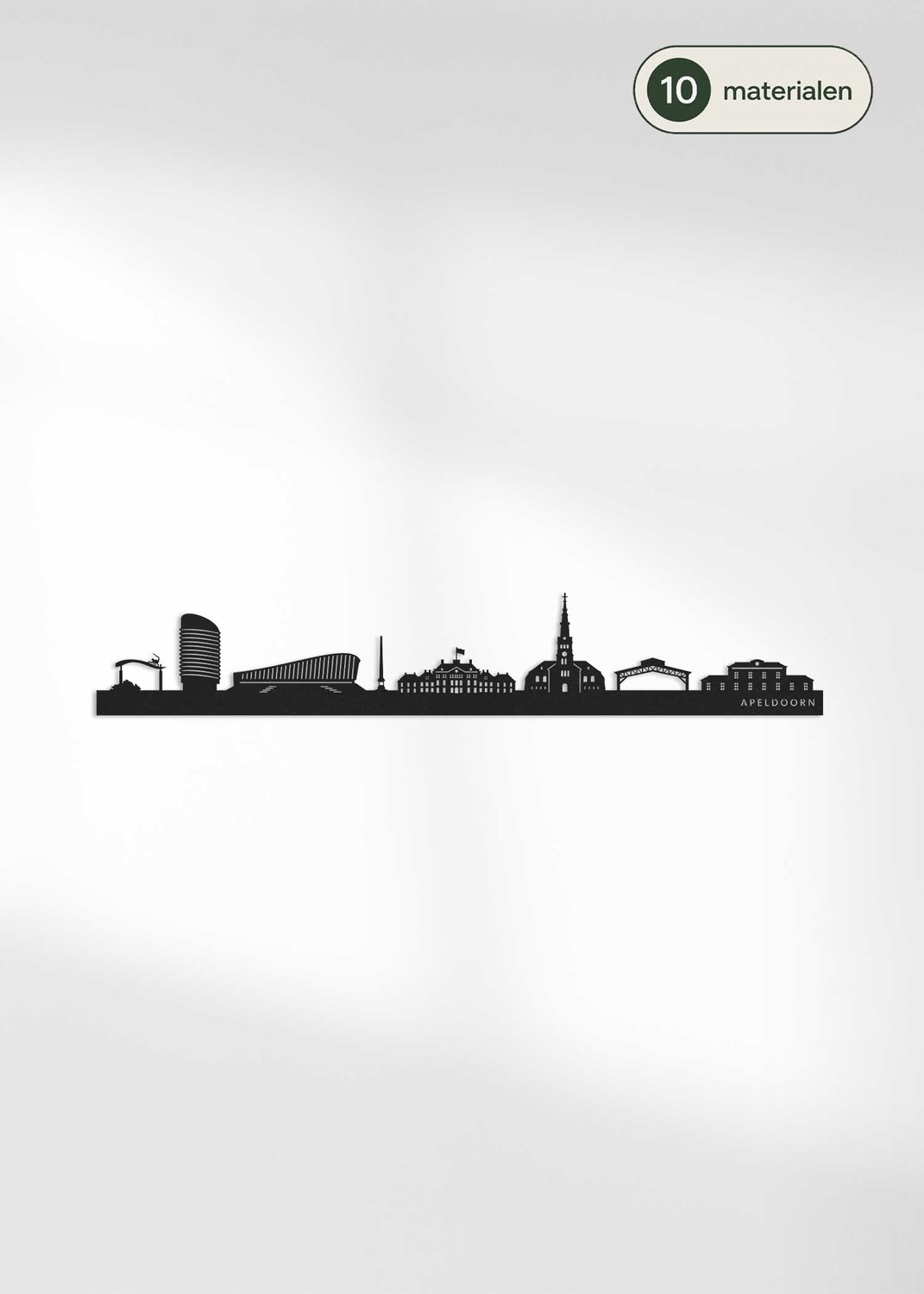 Houten Skyline Apeldoorn | Wanddecoratie voor aan de muur | Zwart MDF | 100 x 17 cm